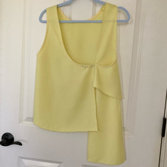 Rare Kaarem Stigma Layered Back Knot Tie Tank Top size XS Lemon Yellow Modern - Picture 2 of 13